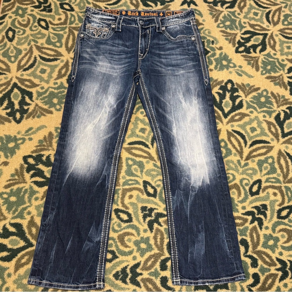 Rock Revival Dark Blue Straight Men's Jeans
